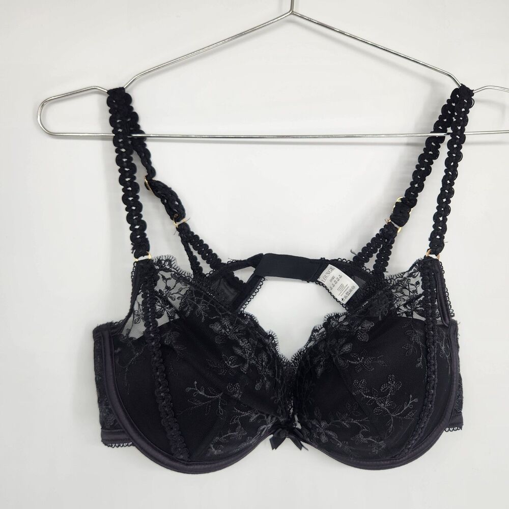 LOUNGE 36D Black Evoke High‎ Push Up Plunge Bra NWT
